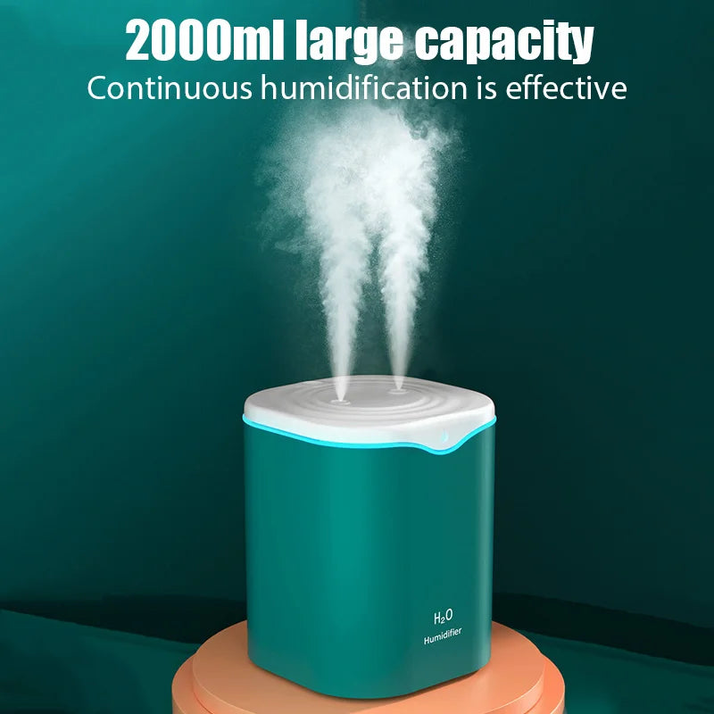 Humidificador USB 2000ml de Gran Capacidad con Doble Boquilla
