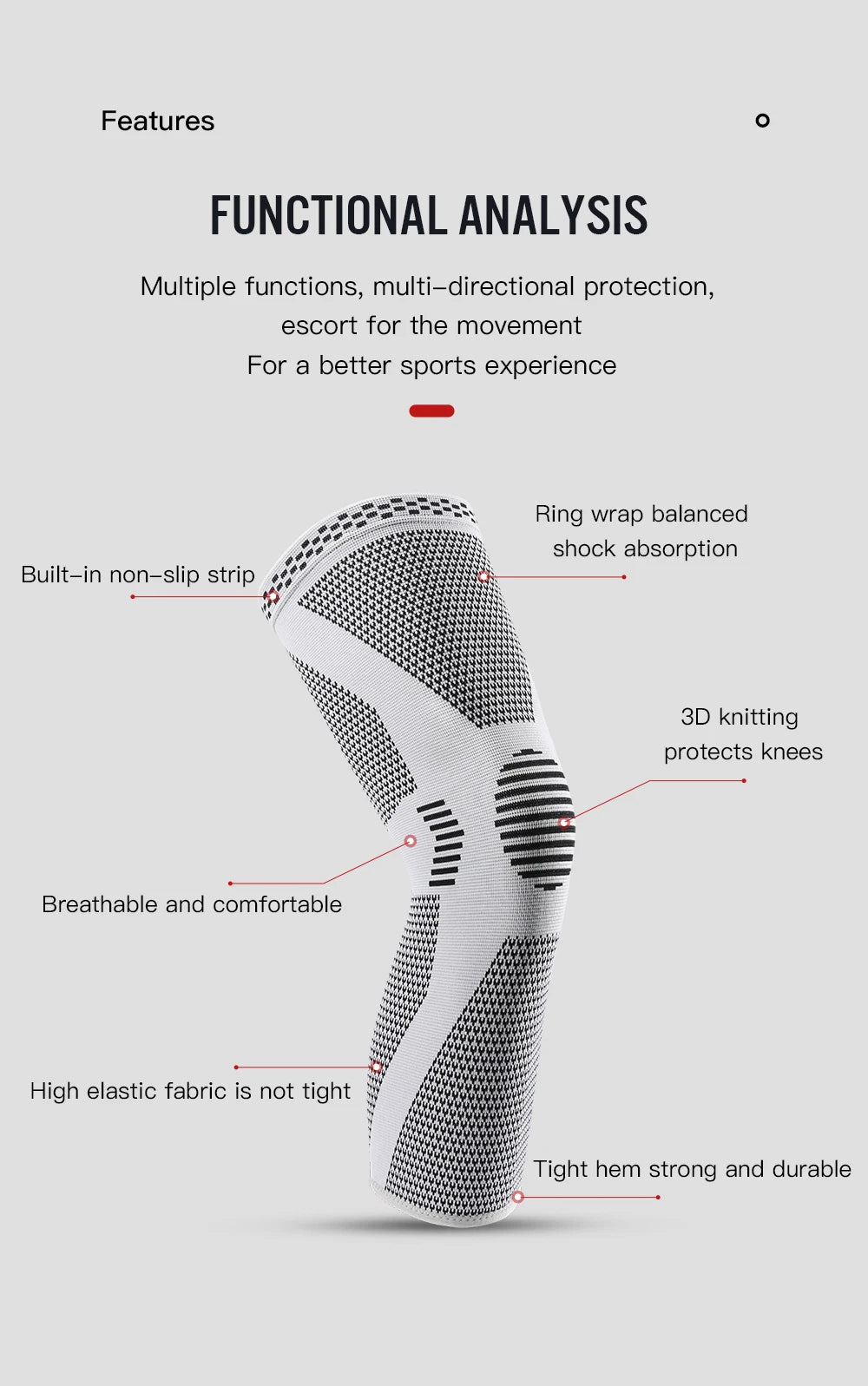 Rodillera de Compresión para Dolor de Rodilla, Meniscos y Artritis (Talla Gris)