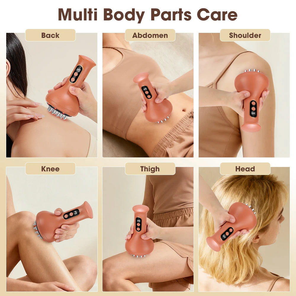 Masajeador Abdominal USB Recargable, Compresa Caliente y Guasha, Brazos y Piernas