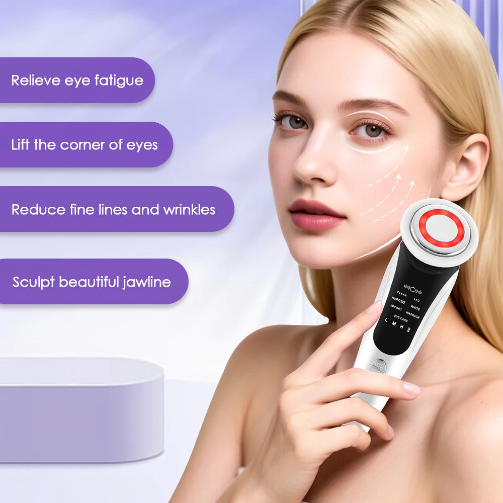 Masajeador Facial 7 en 1 con EMS y Luz LED