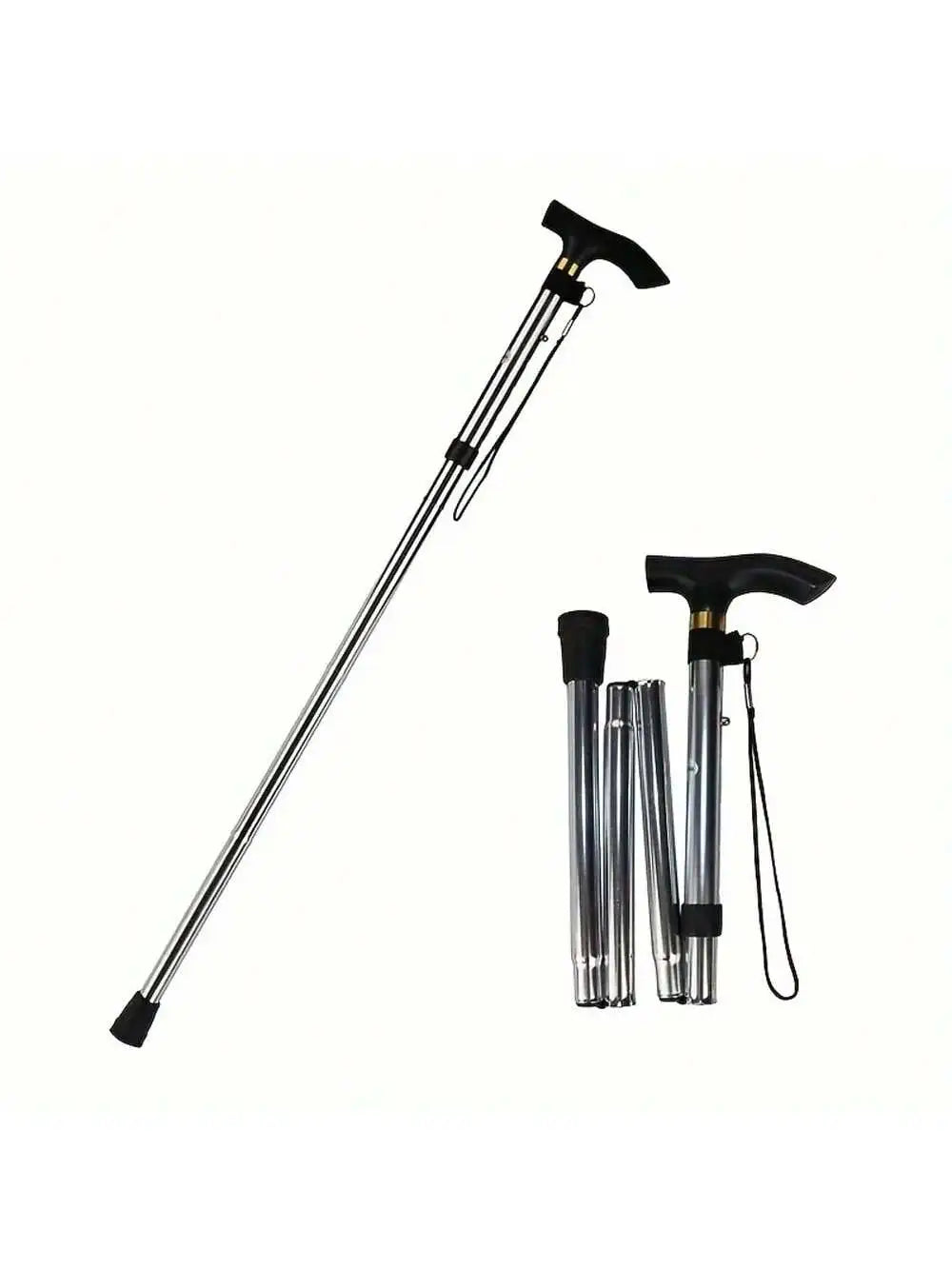 Telescopic crutch outdoor hiking stick aluminum alloy metal folding cane crutches suitable for the elderly
