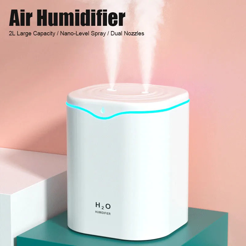 Humidificador USB 2000ml de Gran Capacidad con Doble Boquilla