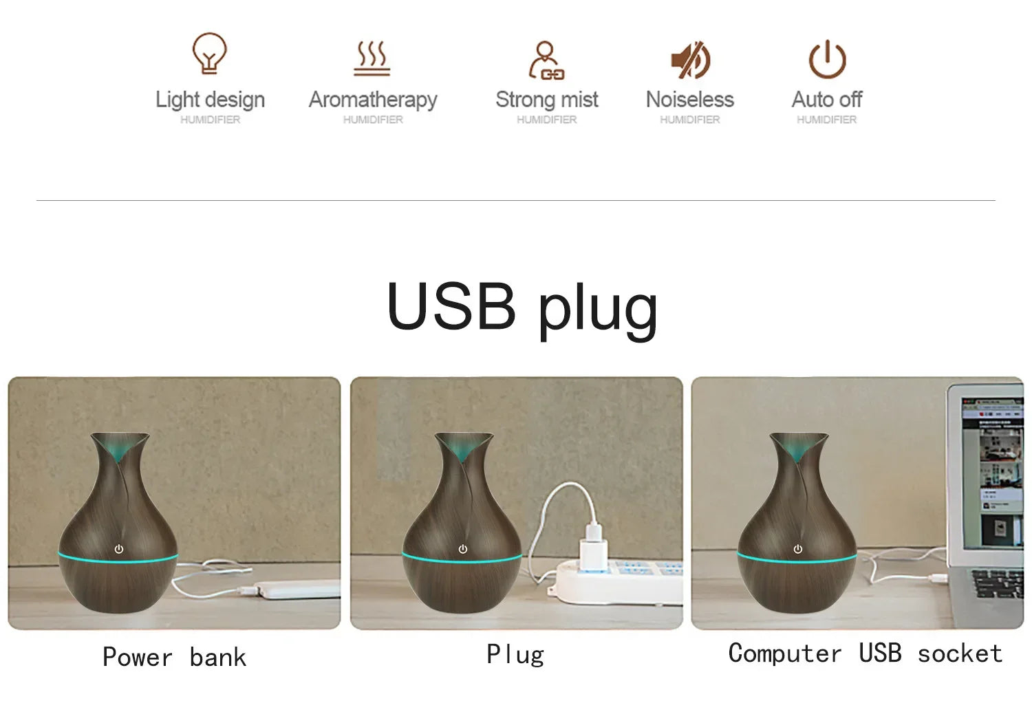 Mini Humidificador USB 200ml con Luz de Colores