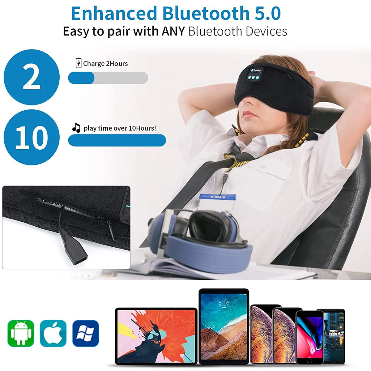 Antifaz 3D Bluetooth para Dormir