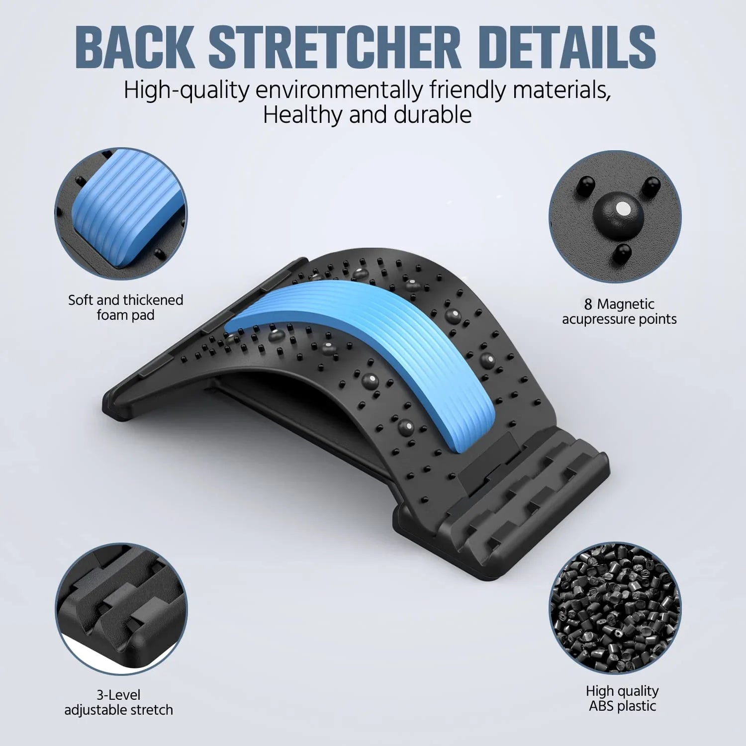 Estirador de Espalda para Masaje y Relajación Muscular, Soporte Lumbar