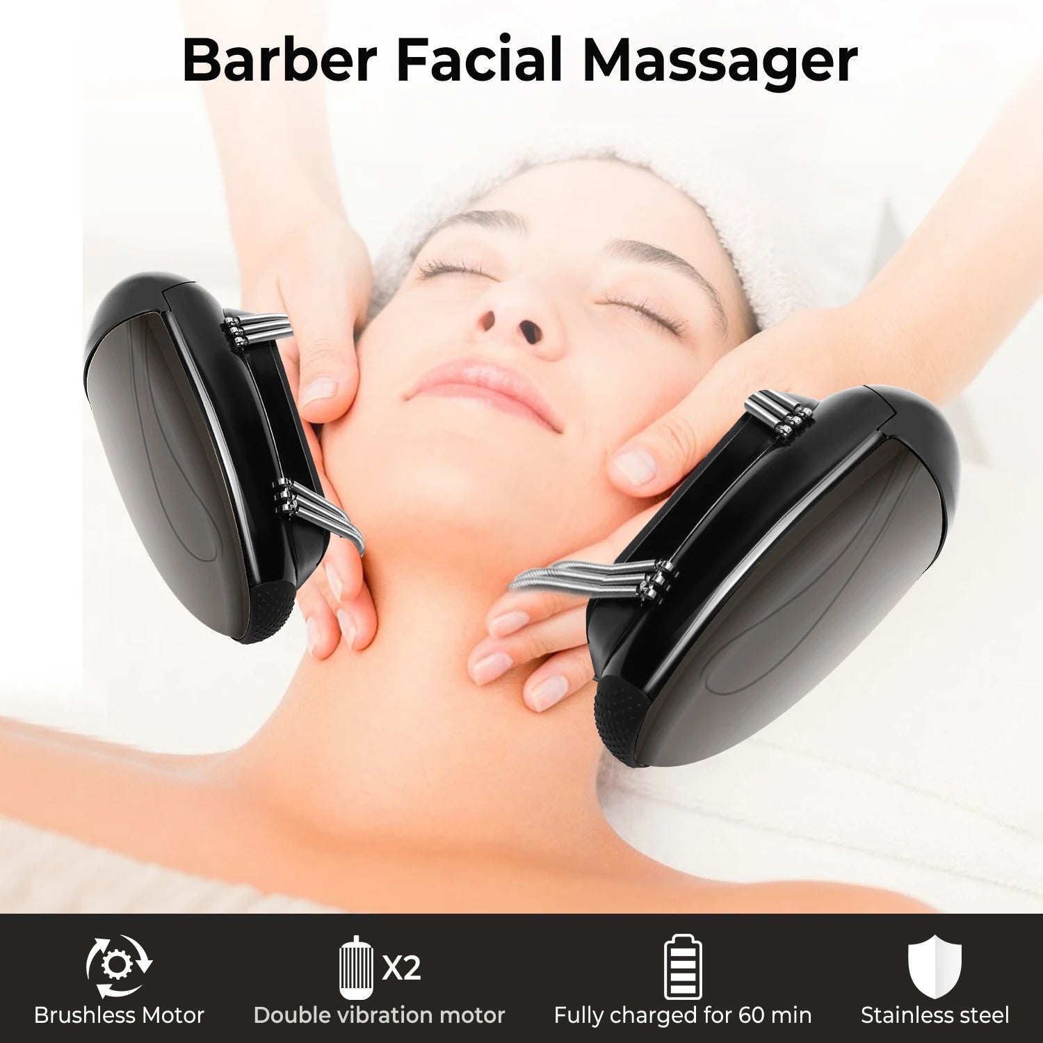 Masajeador de Barbería Profesional Inalámbrico con Calor, Cuello, Espalda, Cabeza y Rostro