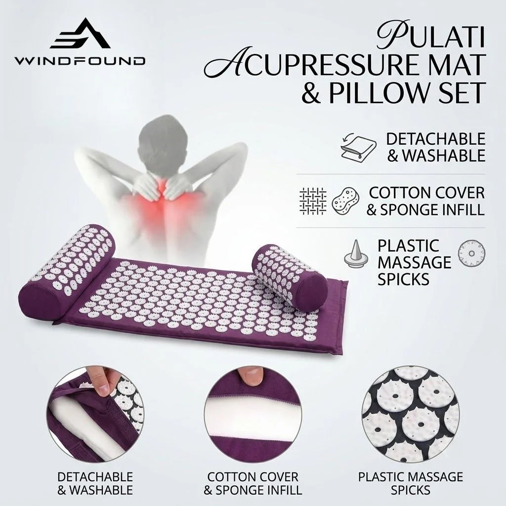 Set de Colchoneta y Almohada de Acupresión para Espalda y Cuello