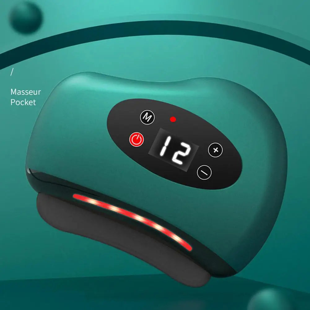 Masajeador Eléctrico Guasha con Compresa Caliente para Ojos, Rostro y Cuello