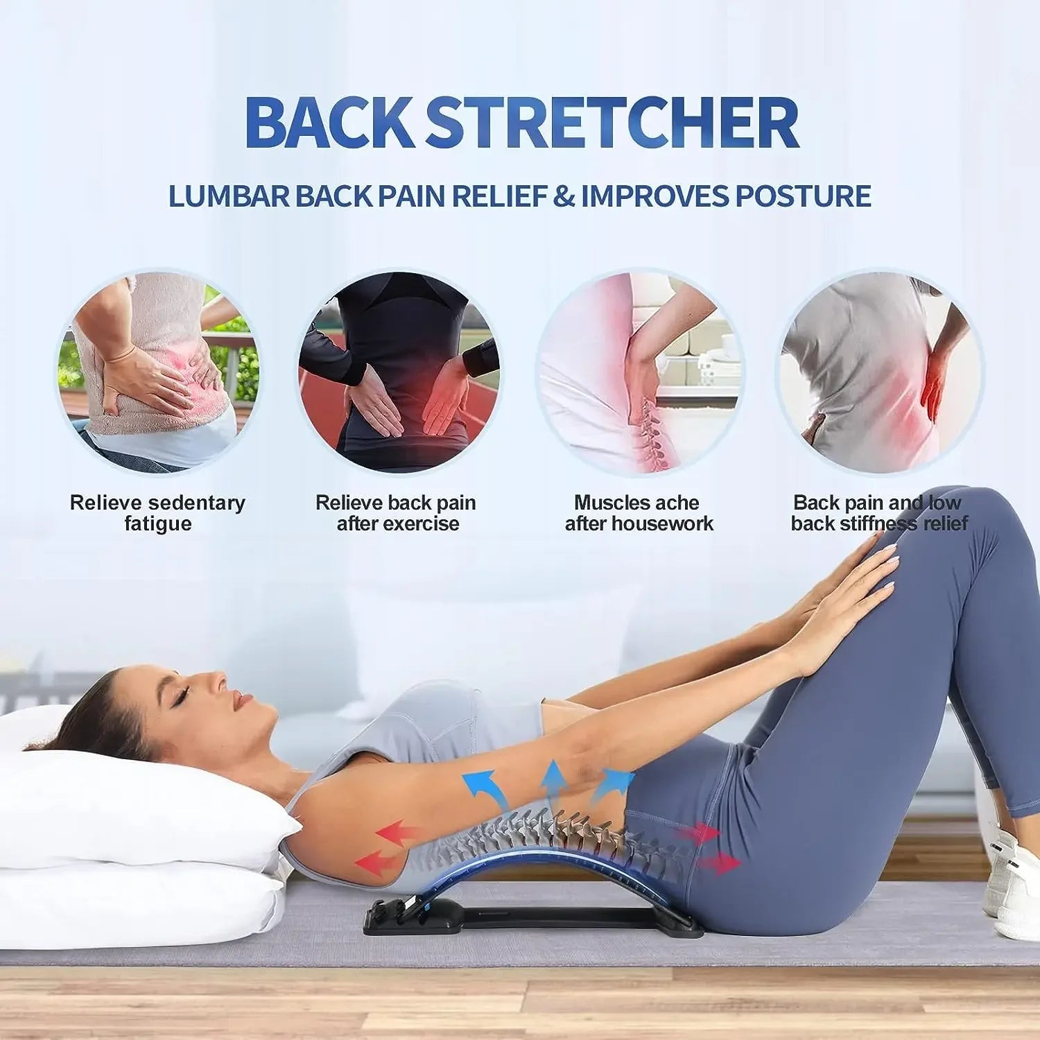 Estirador de Espalda para Masaje y Relajación Muscular, Soporte Lumbar
