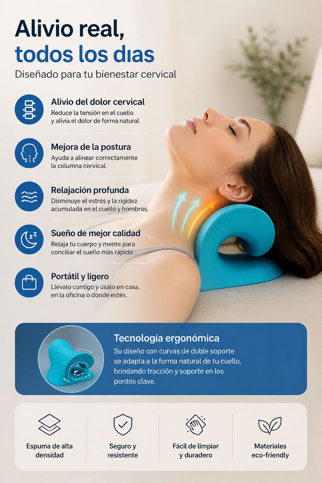 Almohada Cervical de Espuma con Masaje